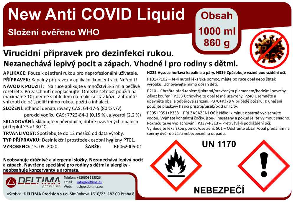 New Anti COVID Liquid (profesionální balení 10 litrů)